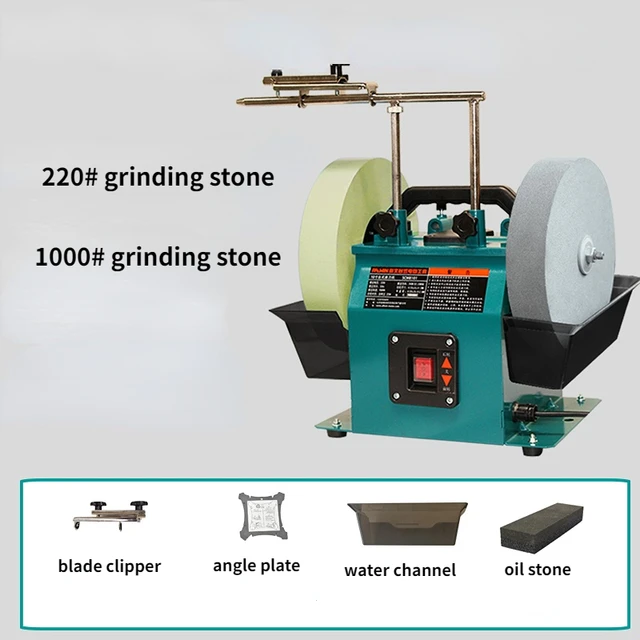 10 Inch Low Speed Water Cooled Knife Grinding Machine For Kitchen Knife Woodworking Planer Blade Chisel Scissors Sharpener – 220×2000 Grit Stones 10 Inch Low Speed Water Cooled Knife Grinding Machine For Kitchen Knife Woodworking Planer Blade Chisel Scissors Sharpener – 220×2000 Grit Stones