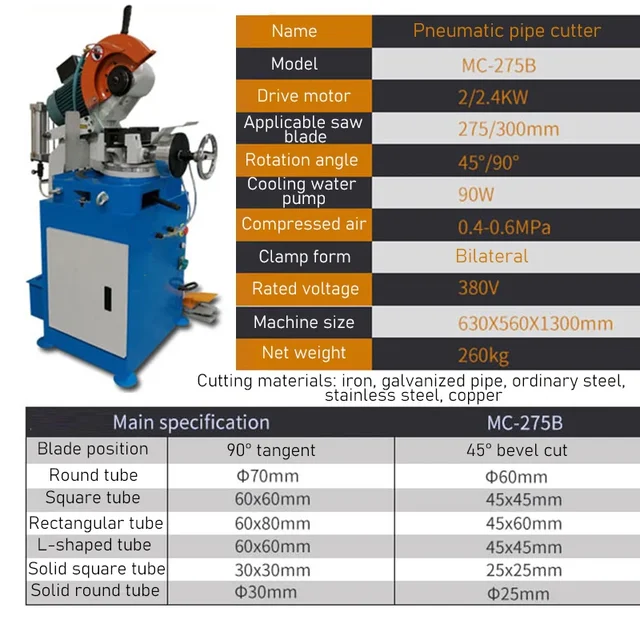 2Kw Pneumatic Pipe Cutting Machine Manual Metal Circular Saw Machine 70Mm 90Mm 110Mm 3Kw Industrial Grade Water Cutting Machine – Mc275B 2.4Kw 70Mm 2Kw Pneumatic Pipe Cutting Machine Manual Metal Circular Saw Machine 70Mm 90Mm 110Mm 3Kw Industrial Grade Water Cutting Machine – Mc275B 2.4Kw 70Mm