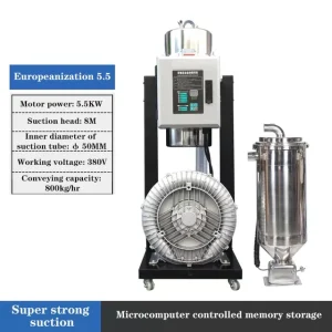 500kg/h Hopper Loader 1000kg Auto Feeder Automatic Plastic Particle Vacuum Feeding Machine European Plastic Suction Machine – European 5.5KW