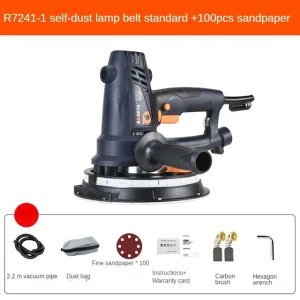 7 inch Wall Putty Polisher 750W LED Self-vacuum Sandpaper Grinding Drywall Sander Machine Floor Wall Putty Polishing Machine – Polisher 100pc paper