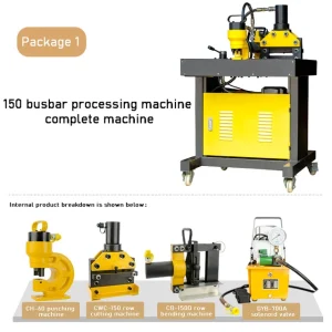 Copper Aluminum Busbar Processing Machine 3in1 4in1 Iron Plate Hydraulic Punching Machine Bending Cutting Combination Machine – Combination 1