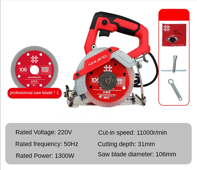 Shijing 9320 Electric Circular Saw For Stone Marble Brick Wood Cutting Machine Ceramictile Cutter With 5 Original Blades – Saw X 1 Red Blade Shijing 9320 Electric Circular Saw For Stone Marble Brick Wood Cutting Machine Ceramictile Cutter With 5 Original Blades – Saw X 1 Red Blade