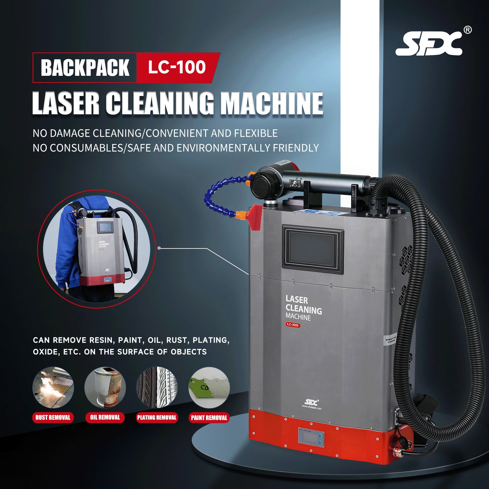 Rust Removal Laser Cleaner Backpack Type Small Compact Mopa Fiber Laser Cleaning Machine With Battery Rust Removal Laser Cleaner Backpack Type Small Compact Mopa Fiber Laser Cleaning Machine With Battery