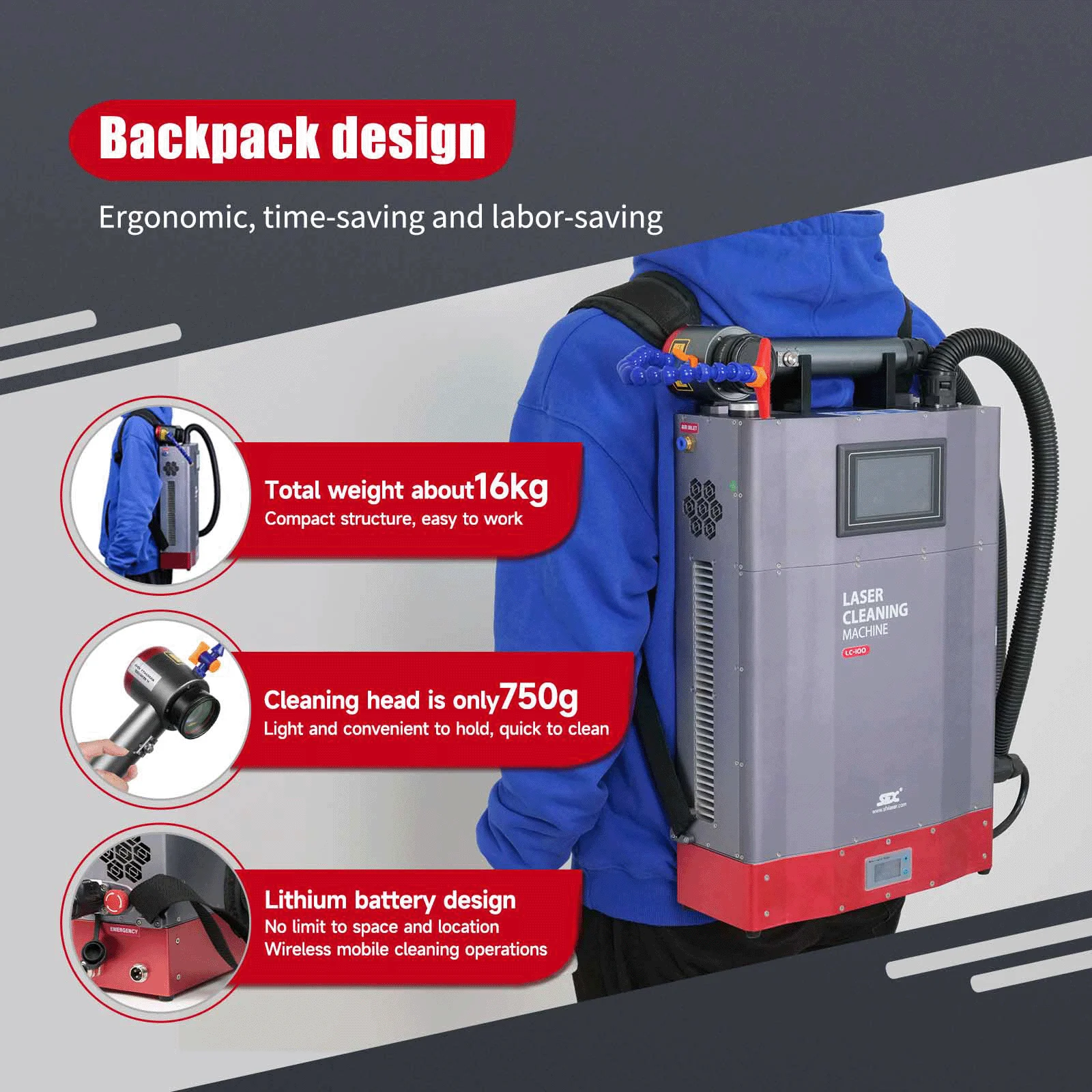 Rust Removal Laser Cleaner Backpack Type 100W Fiber Laser Cleaning Machine Easy To Use Rust Removal Laser Cleaner Backpack Type 100W Fiber Laser Cleaning Machine Easy To Use