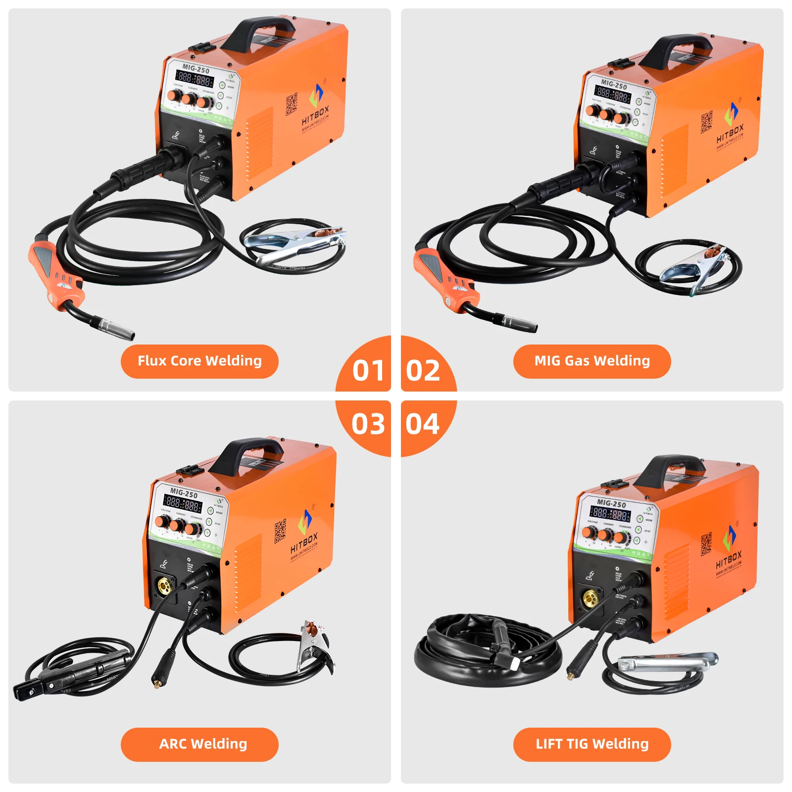 Hitbox Mig Welding Machine 220V Digital Display Precise Control Mig250 Mig Gasless Arc Lift Tig 4 In 1 Gas Co2 2T/4T Welder Hitbox Mig Welding Machine 220V Digital Display Precise Control Mig250 Mig Gasless Arc Lift Tig 4 In 1 Gas Co2 2T/4T Welder