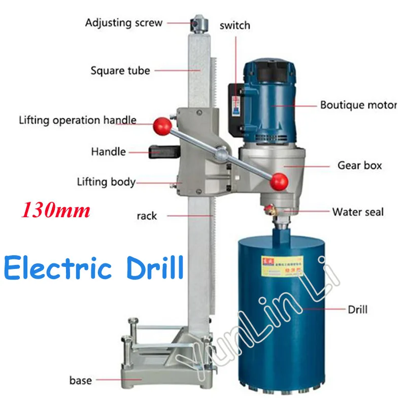 Electric Diamond Drill Bits1800W High Power 130Mm Diameter Diamond Core Drill Vertical Drilling Machine Electric Diamond Drill Bits1800W High Power 130Mm Diameter Diamond Core Drill Vertical Drilling Machine