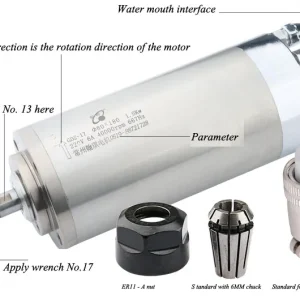 Engraving Machine Spindle 1.5KW 80 Diameter Water Cooled Motor 40000 Turn High Speed Engraving Machine Accessories