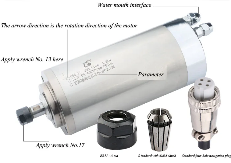 Engraving Machine Spindle 1.5Kw 80 Diameter Water Cooled Motor 40000 Turn High Speed Engraving Machine Accessories Engraving Machine Spindle 1.5Kw 80 Diameter Water Cooled Motor 40000 Turn High Speed Engraving Machine Accessories