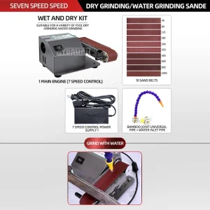 Flowing Water-Cooled Knife Sharpening Machine Automatic Electric Belt Grinding Machine Scissor Sharpener Belt Sanding Machine – 7 speed regulation