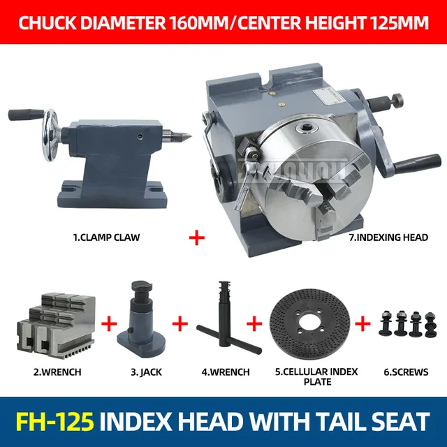 Milling Machine Dividing Head 160Mm 6 Inch 3 Jaw Chuck Precision Semi Universal Dividing Head For Milling Machine Rotary Table – With Tailstock Milling Machine Dividing Head 160Mm 6 Inch 3 Jaw Chuck Precision Semi Universal Dividing Head For Milling Machine Rotary Table – With Tailstock