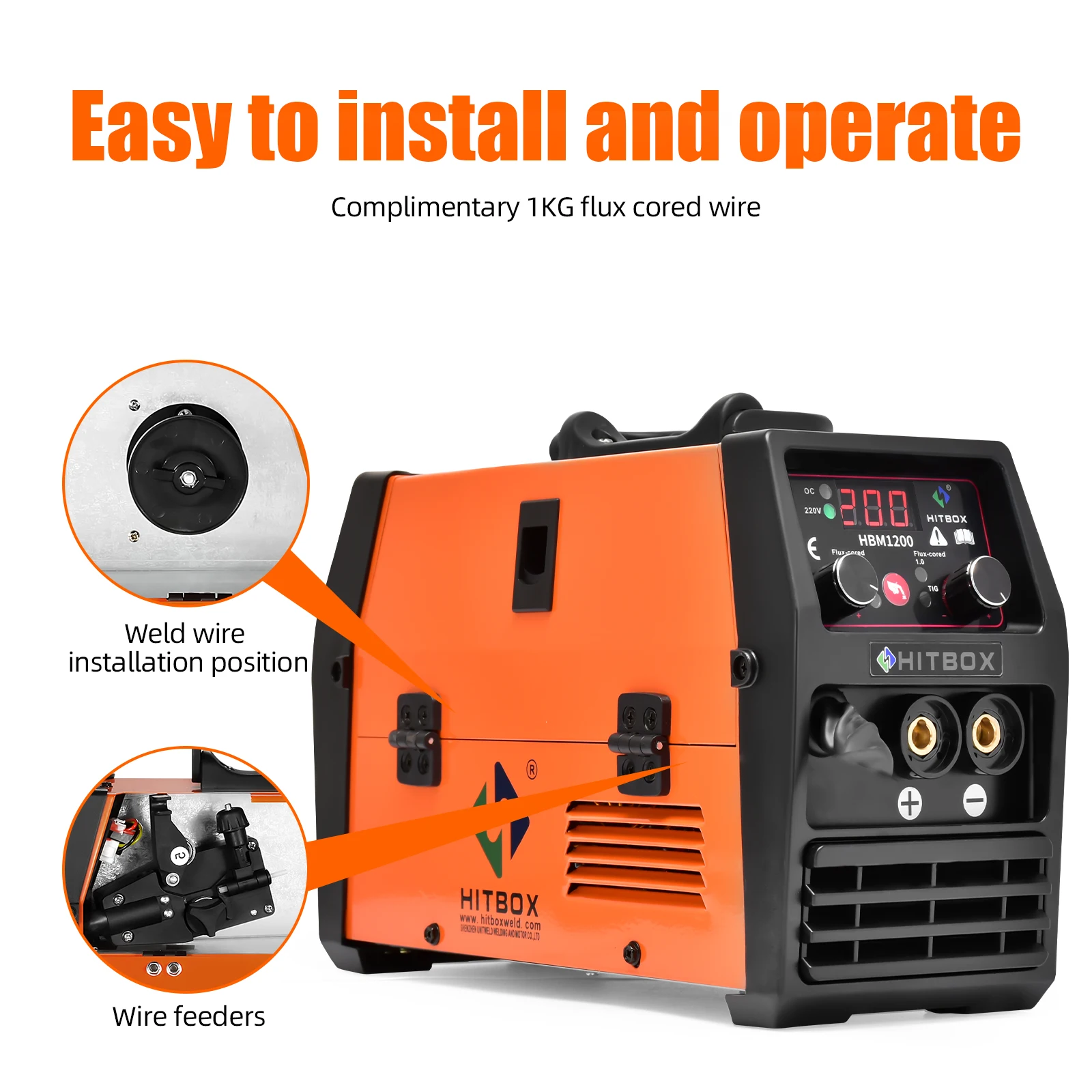 Hitbox Mig Welder Semi-Automatic 220V Inverter Tig Argon Arc Gas-Less Mig Welder 3 In 1 Synergy Hbm1200 Welding Machine Hitbox Mig Welder Semi-Automatic 220V Inverter Tig Argon Arc Gas-Less Mig Welder 3 In 1 Synergy Hbm1200 Welding Machine