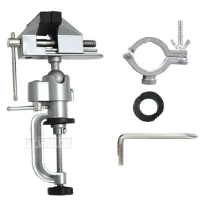 Universal Rotating Dual-Purpose Bracket with Wrench, 360 Degree Rotating Dual-Purpose Aluminum Alloy Table Vice Universal Rotating Dual-Purpose Bracket with Wrench, 360 Degree Rotating Dual-Purpose Aluminum Alloy Table Vice