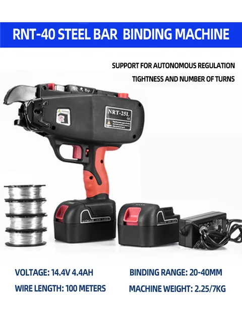 14.4V 4.0Ah Automatic Steel Strapping Machine Rebar Tying Machine Rechargeable Binding Machine Steel Bar Lashing Machine – White 14.4V 4.0Ah Automatic Steel Strapping Machine Rebar Tying Machine Rechargeable Binding Machine Steel Bar Lashing Machine – White
