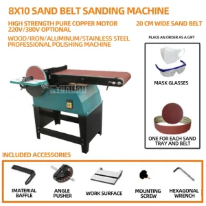 3000w Abrasive Belt Sanding Machine Woodworking Metal Electric Vertical and Horizontal Grinding Machine Sandpaper Tool – 2200w 380v-10
