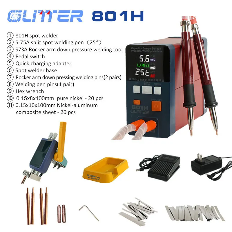 Glitter 801H Spot Welding Machine 19.8Kw 3500A Pulse Butt Welder Power Battery Aluminum Nickel Single Battery Spot Welder Glitter 801H Spot Welding Machine 19.8Kw 3500A Pulse Butt Welder Power Battery Aluminum Nickel Single Battery Spot Welder
