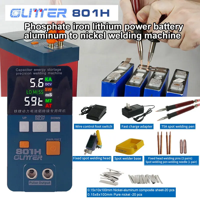 Glitter 801H Spot Welding Machine 19.8Kw 3500A Pulse Butt Welder Power Battery Aluminum Nickel Single Battery Spot Welder Glitter 801H Spot Welding Machine 19.8Kw 3500A Pulse Butt Welder Power Battery Aluminum Nickel Single Battery Spot Welder