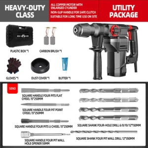 220V 1200W Rotary Electric Hammer Drill Concrete Perforator Electric Hammer/Drill/Electric Pick For Demolition Concrete Slotting – B 220V 1200W Rotary Electric Hammer Drill Concrete Perforator Electric Hammer/Drill/Electric Pick For Demolition Concrete Slotting – B