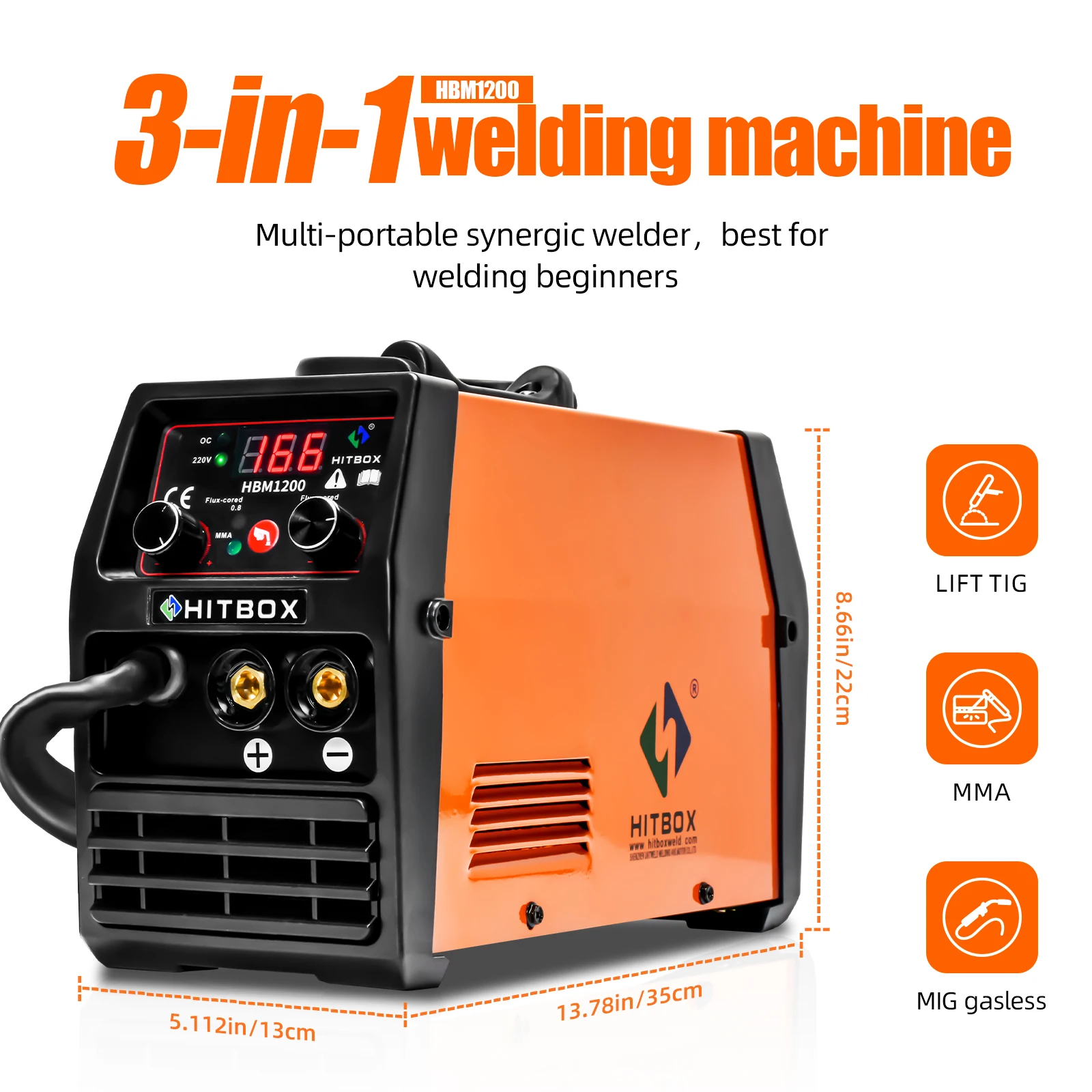 Hitbox 3 In 1 Hbm1200 110V/220V Semi-Automatic Welding Machine Lift Tig Argon Arc Mma Mig Welder No Gas Igbt Synergy Tools Hitbox 3 In 1 Hbm1200 110V/220V Semi-Automatic Welding Machine Lift Tig Argon Arc Mma Mig Welder No Gas Igbt Synergy Tools
