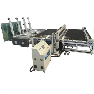 Laminate Glass Cutting Machine – Cutter with Loading Arm and Breaking Table Laminate Glass Cutting Machine – Cutter with Loading Arm and Breaking Table